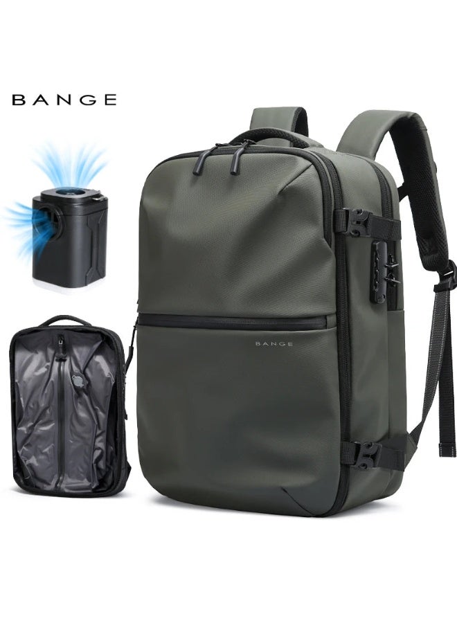 بانجي BANGE 7875 Green Hot Sell New Arrival TSA Lock Waterproof Men Anti Theft Travel air Vacuum sealed Compression Backpack - Image 1